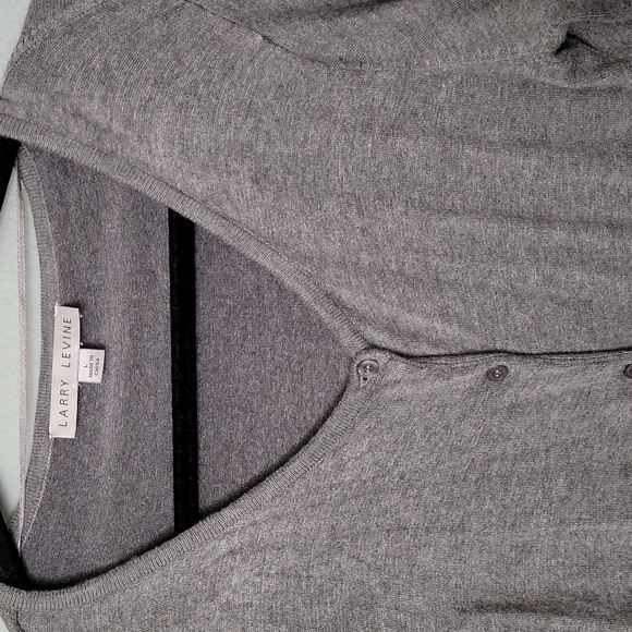 Larry Levine soft gray stretch cardigan large - Picture 3 of 5